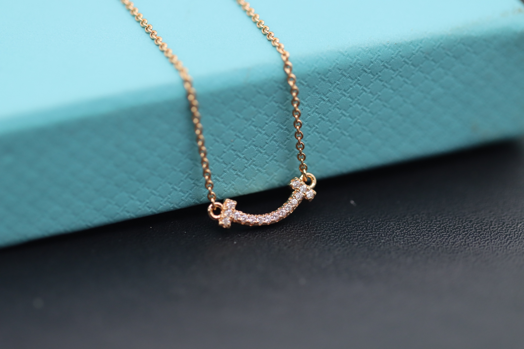 Tiffany & Co. Tiffany&Co. 玫瑰金迷你满钻笑脸项链