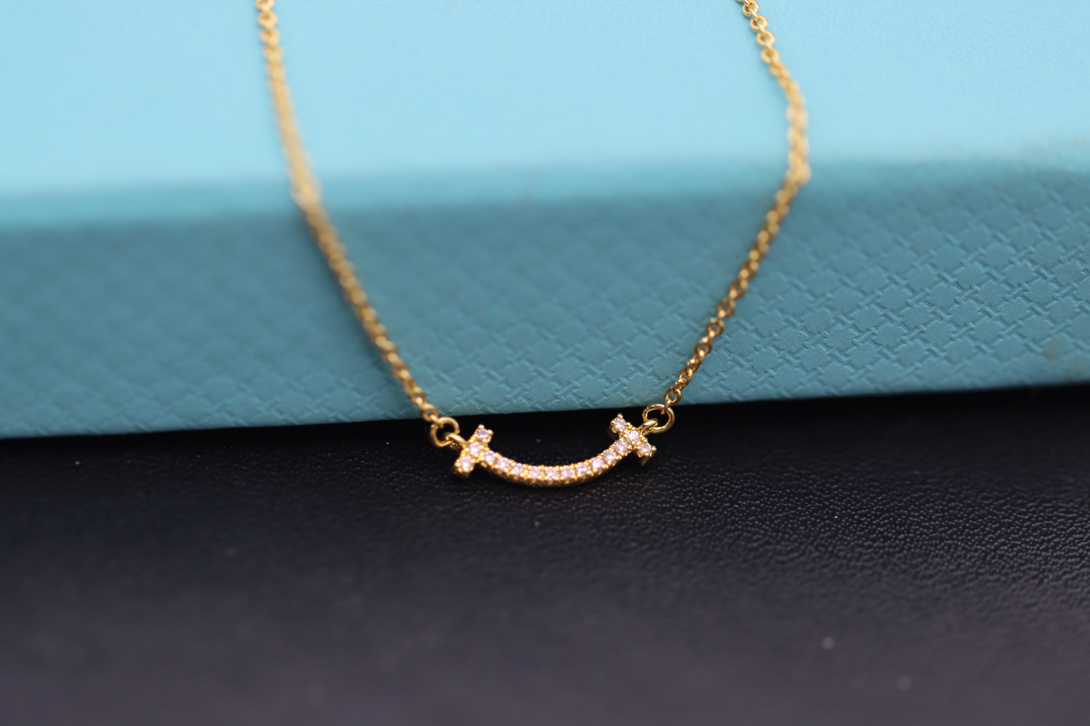 Tiffany & Co. Tiffany&Co. 香槟金迷你满钻笑脸项链
