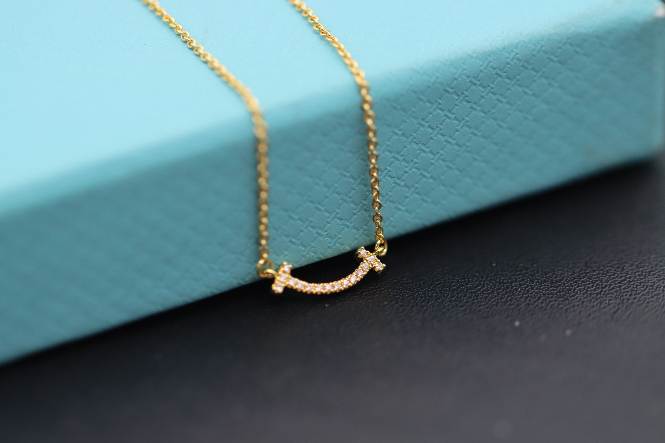 Tiffany & Co. Tiffany&Co. 香槟金迷你满钻笑脸项链