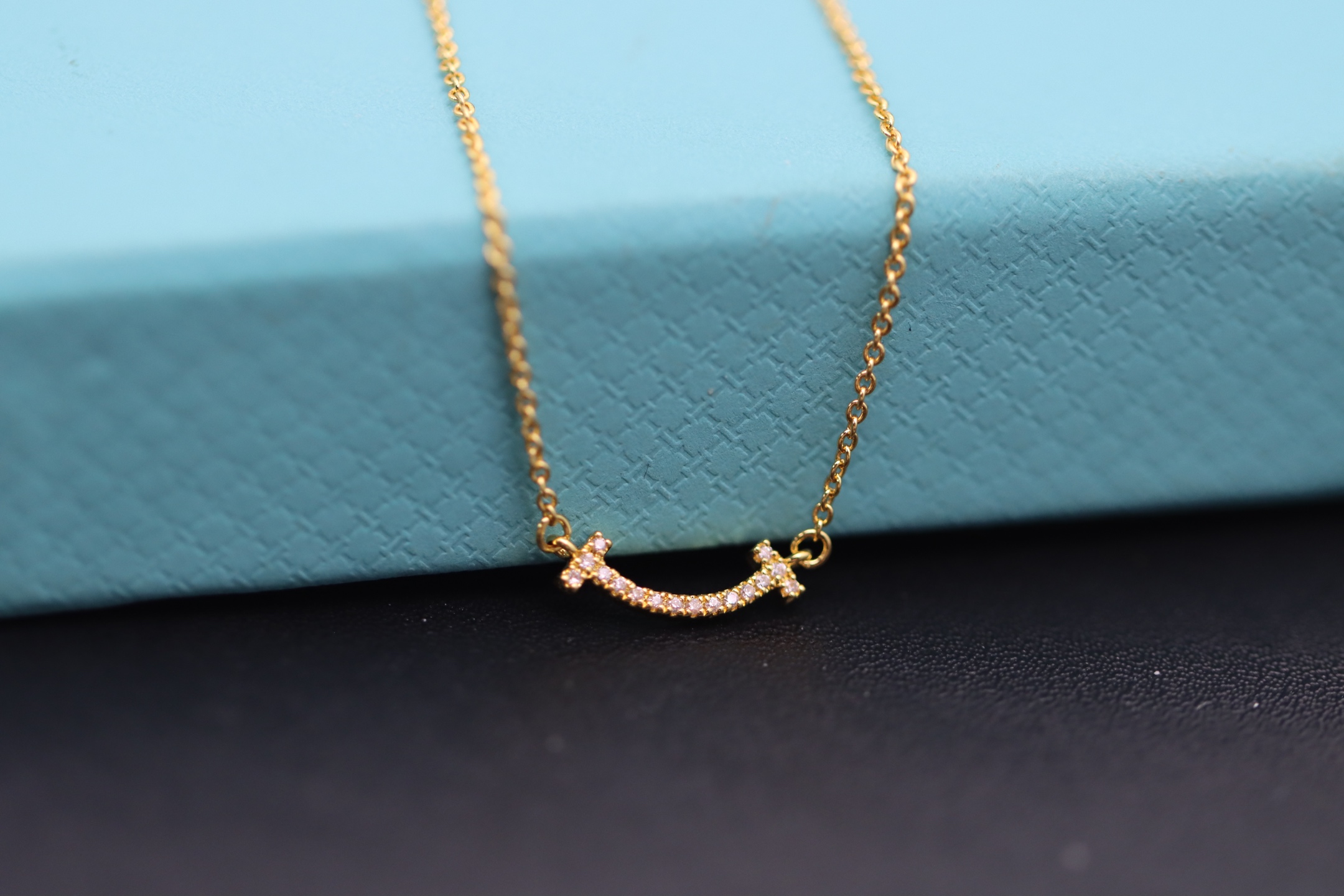 Tiffany & Co. Tiffany&Co. 香槟金迷你满钻笑脸项链