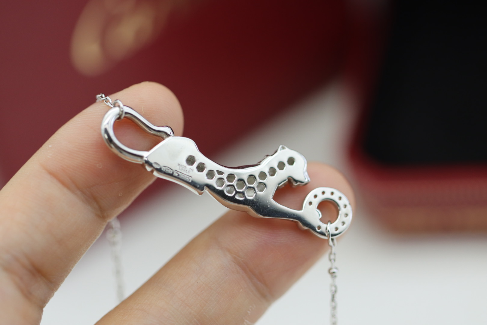 Cartier Cartier 光面绿眼小豹子 锁‮项骨‬链