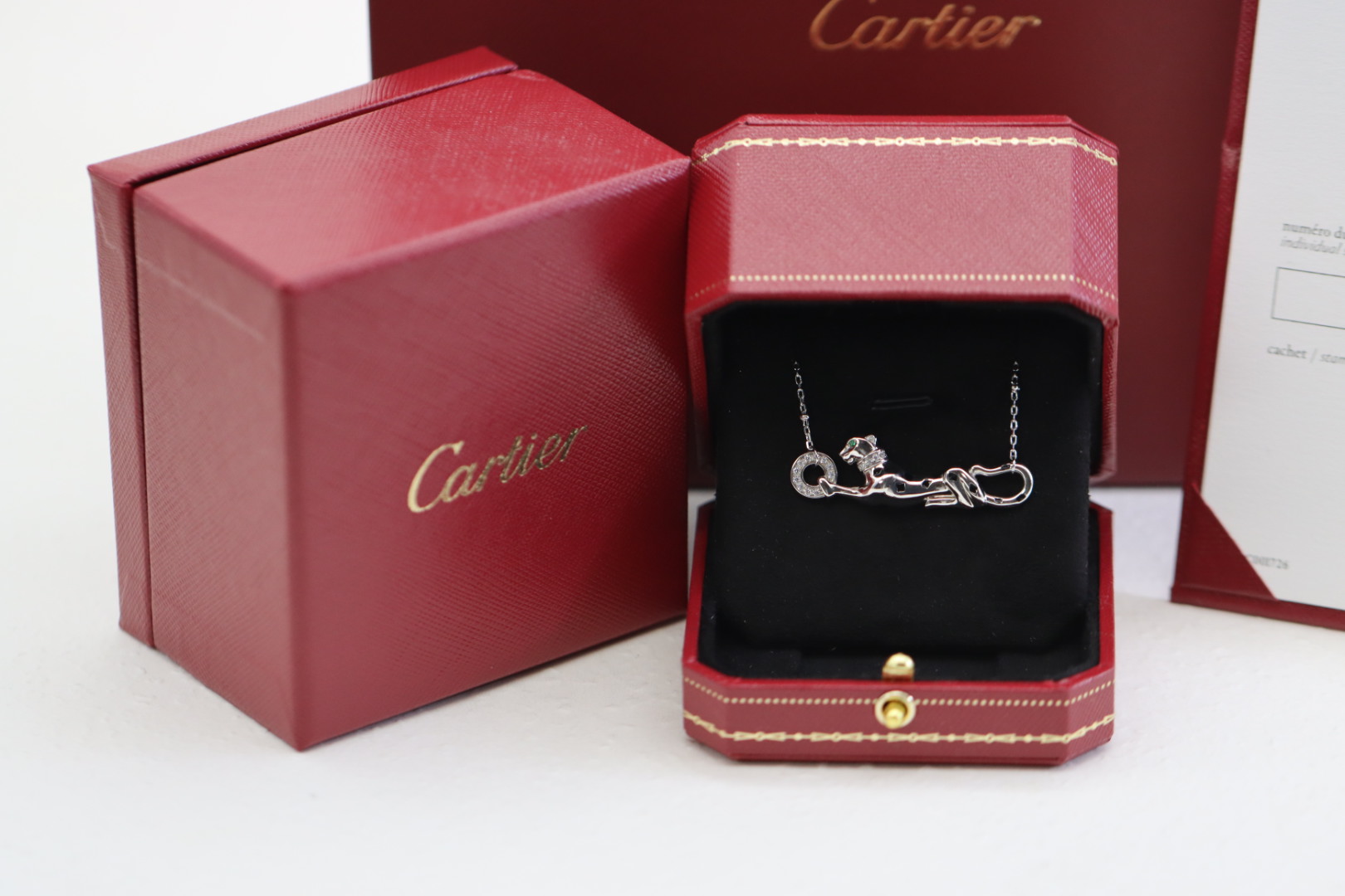Cartier Cartier 光面绿眼小豹子 锁‮项骨‬链