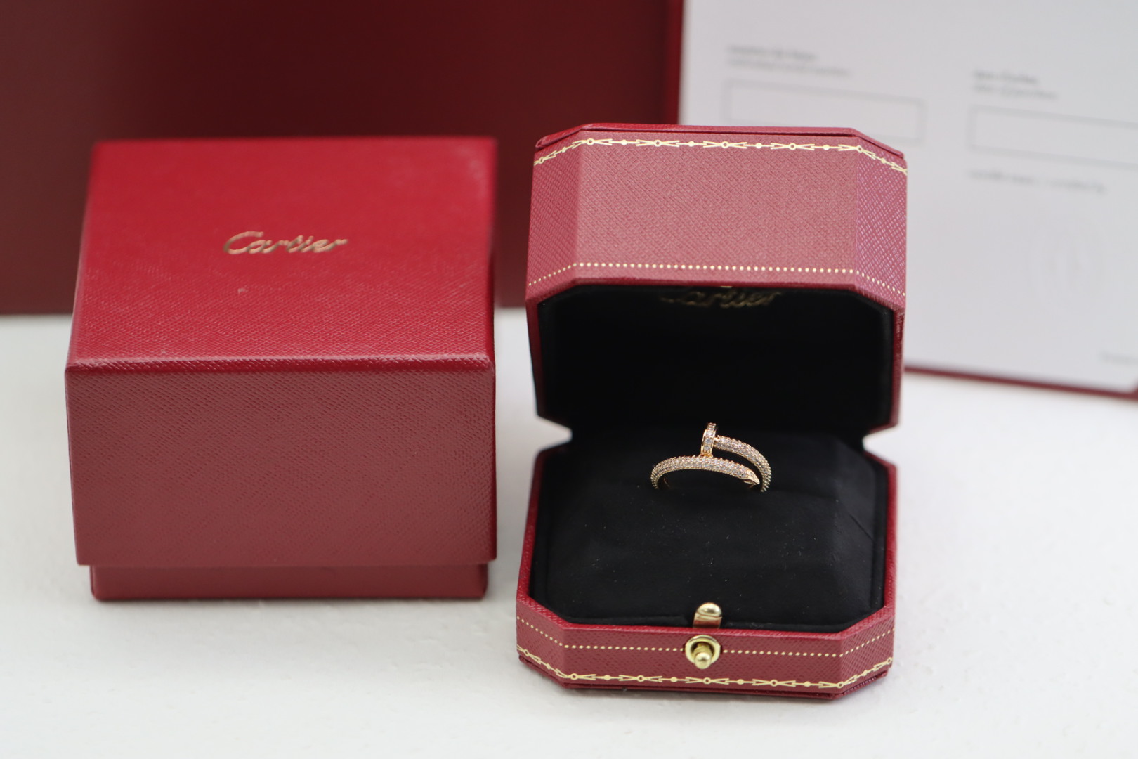 Cartier Cartier 新款 玫瑰金满钻钉子戒指