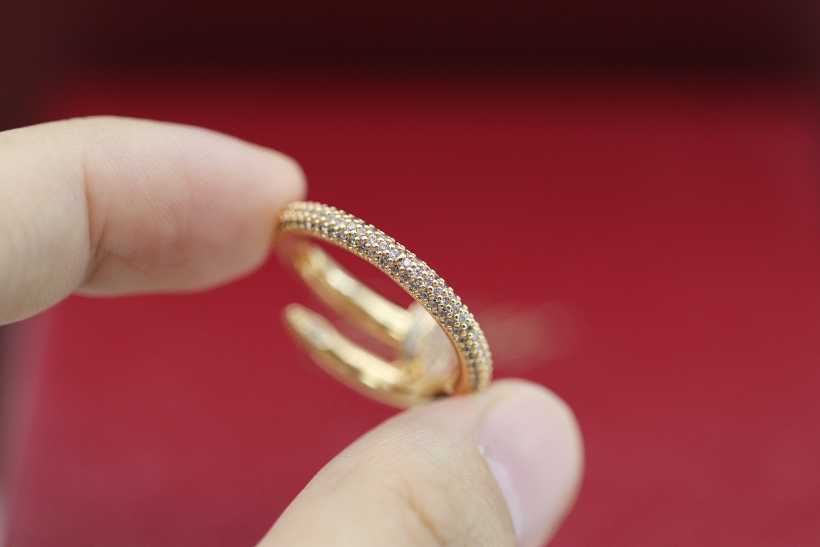 Cartier Cartier 新款 玫瑰金满钻钉子戒指
