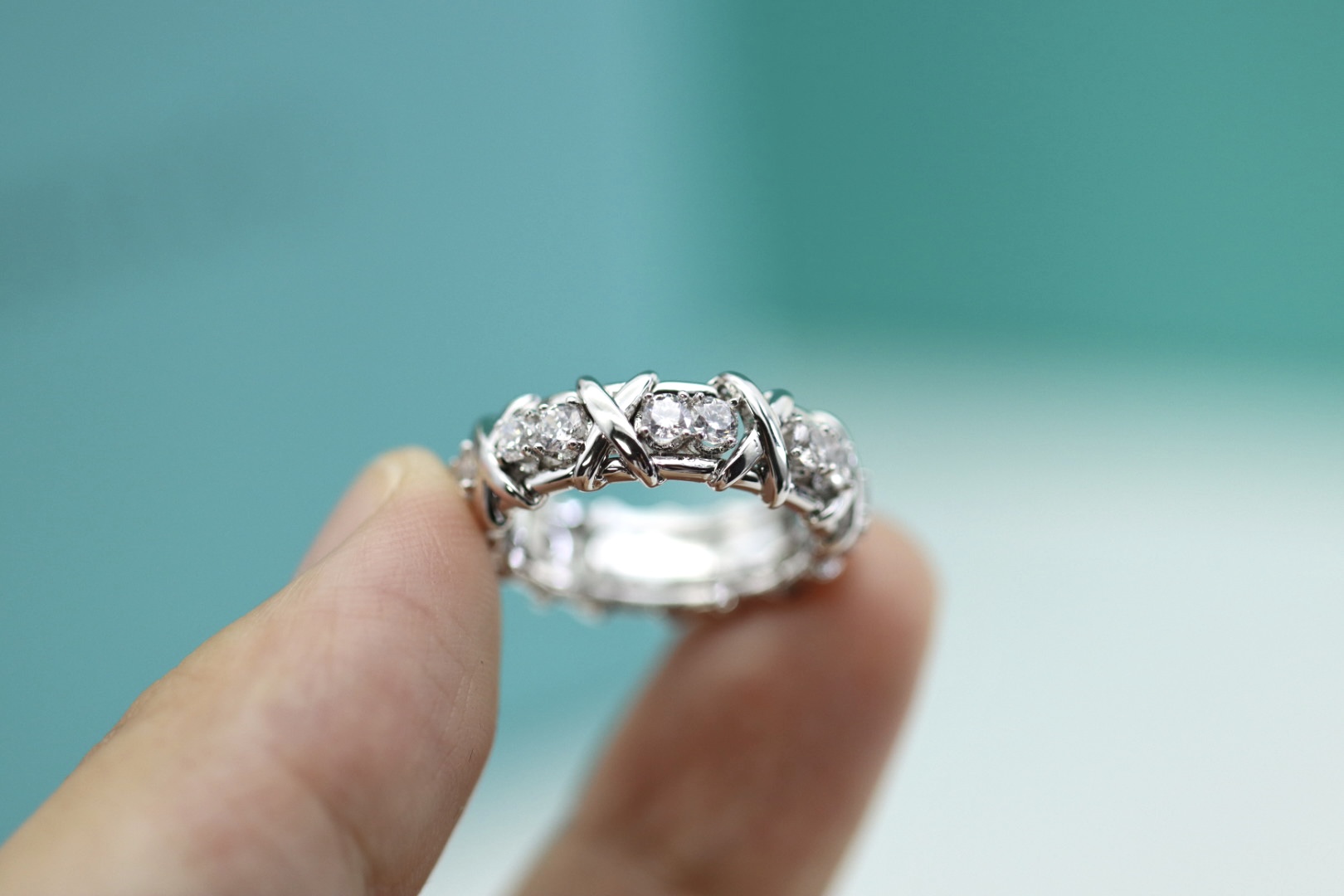 Tiffany & Co. Tiffany&Co.sixteen stone满钻交叉钻戒