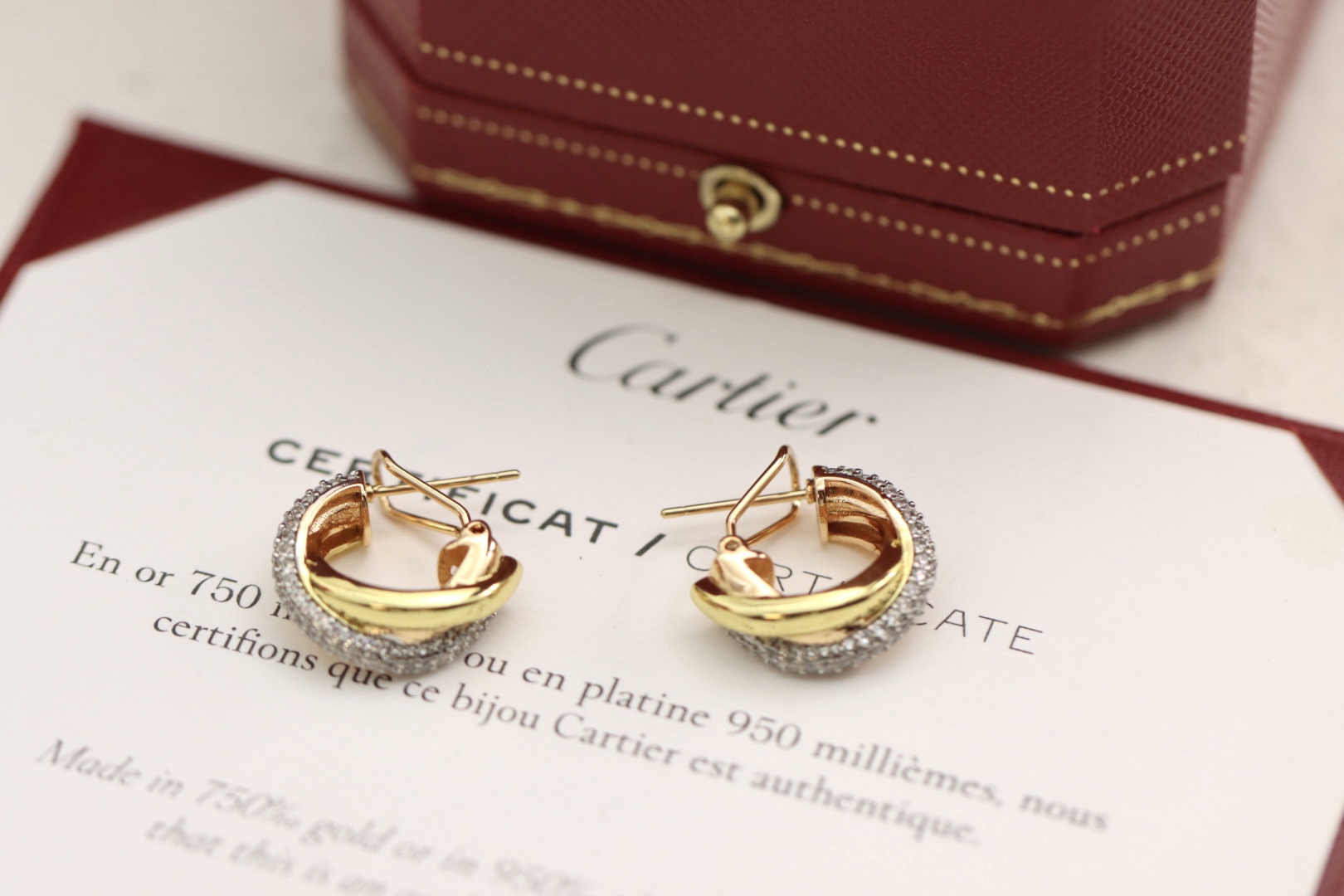 Cartier Cartier 卡地亚trinity系列三色金三环耳扣