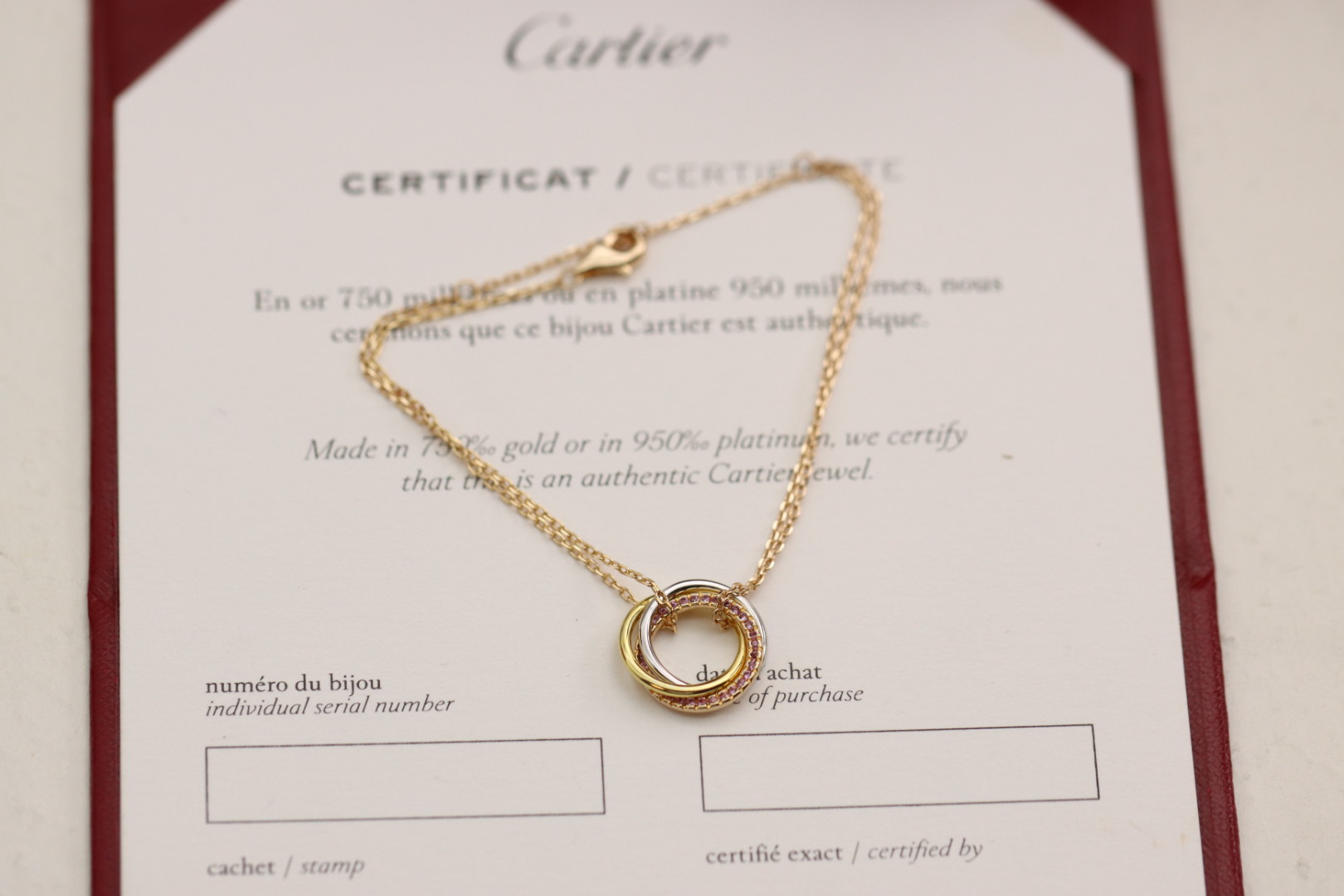 Cartier Cartier 卡地亚trinity系列三色金粉钻三环手链