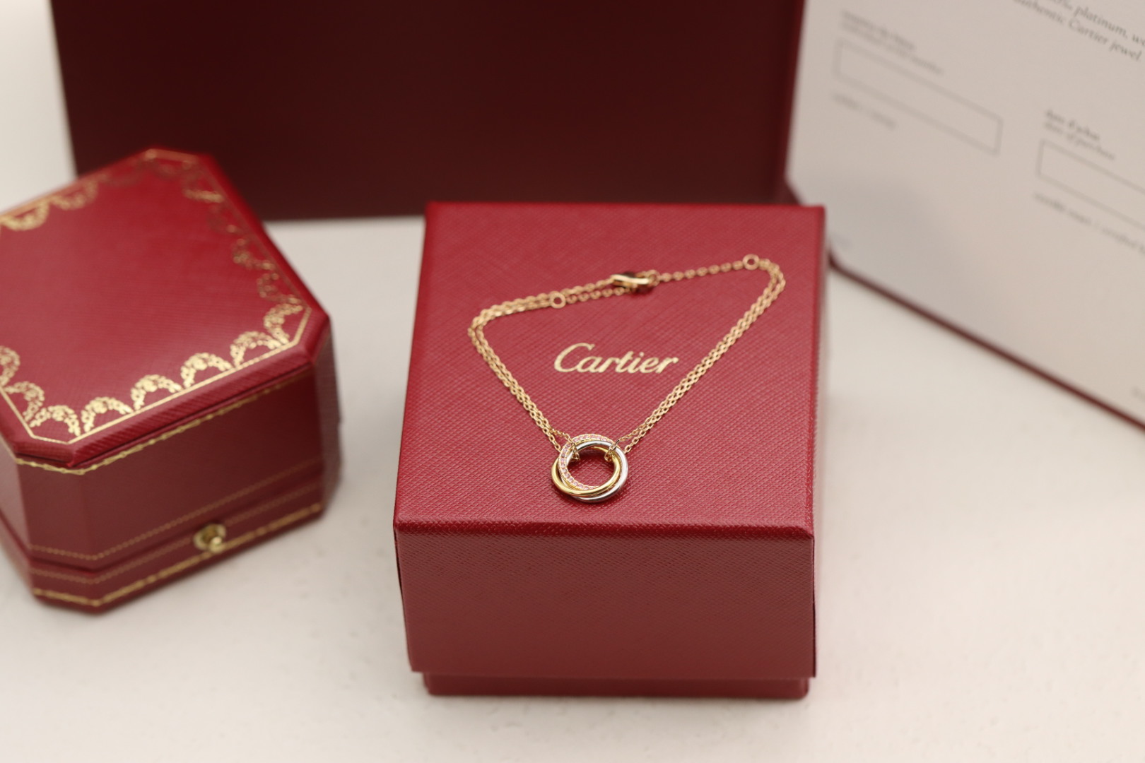 Cartier Cartier 卡地亚trinity系列三色金粉钻三环手链
