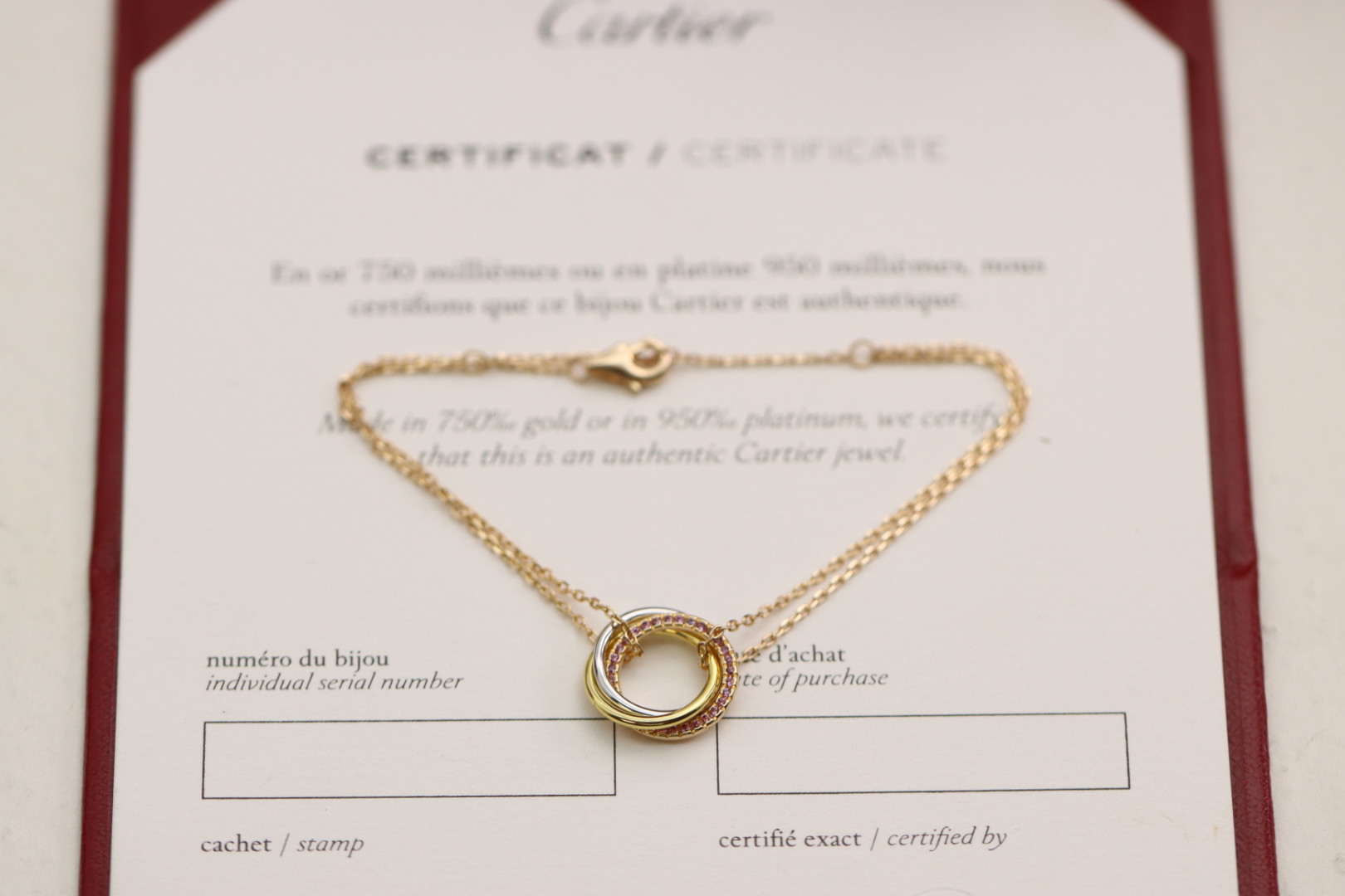 Cartier Cartier 卡地亚trinity系列三色金粉钻三环手链