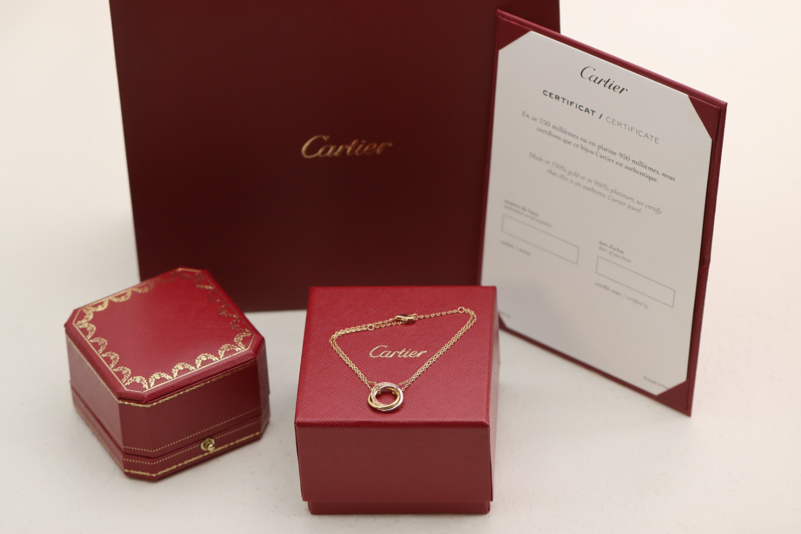 Cartier Cartier 卡地亚trinity系列三色金粉钻三环手链