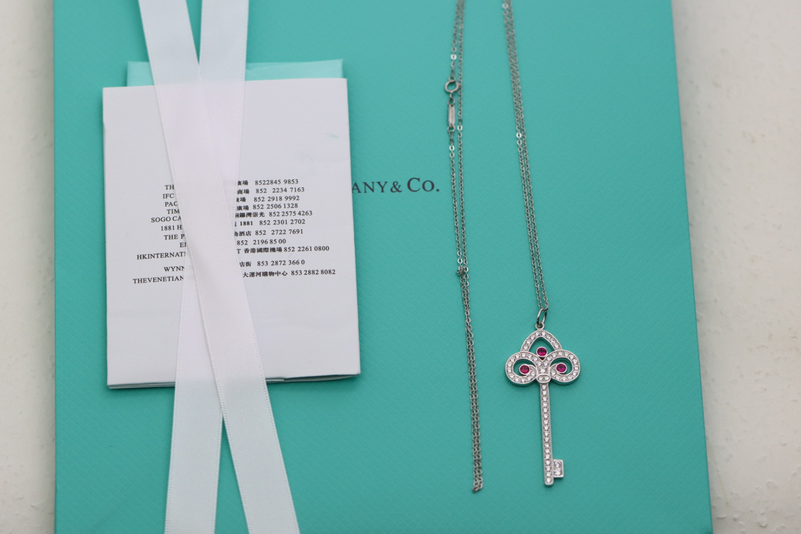Tiffany & Co. Tiffany&Co.925纯银 红钻鸢尾花钥匙项链