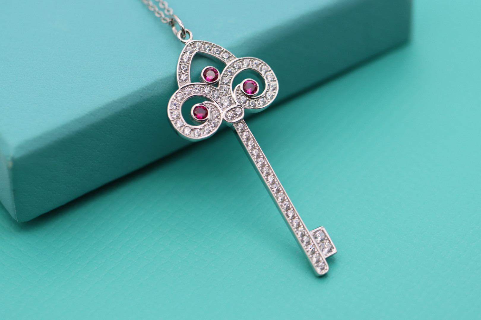 Tiffany & Co. Tiffany&Co.925纯银 红钻鸢尾花钥匙项链