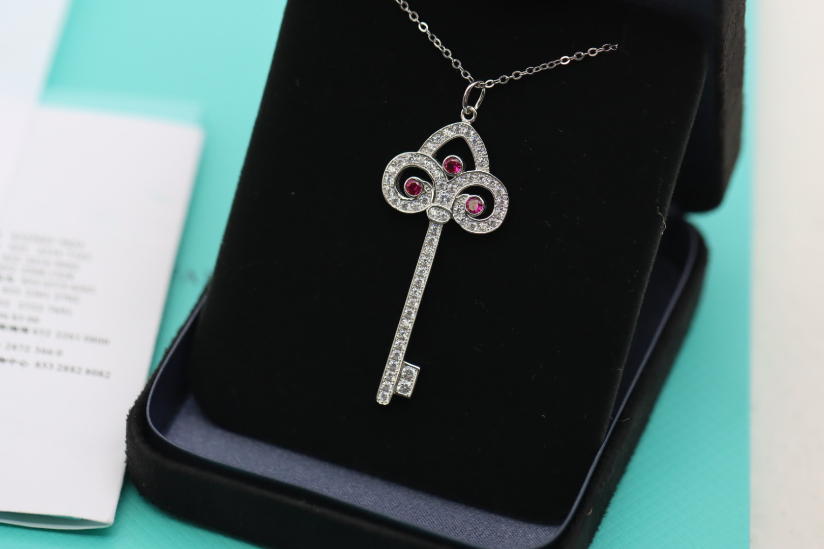 Tiffany & Co. Tiffany&Co.925纯银 红钻鸢尾花钥匙项链