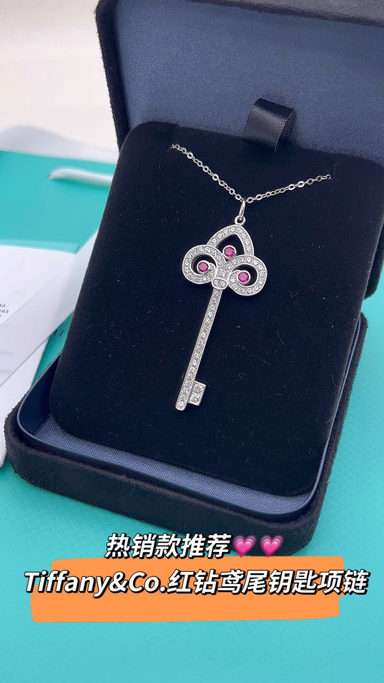 Tiffany & Co. Tiffany&Co.925纯银 红钻鸢尾花钥匙项链