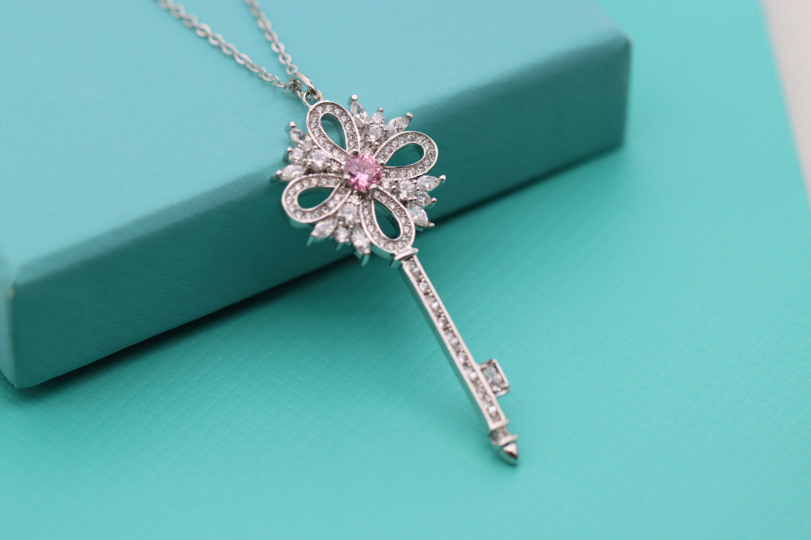 Tiffany & Co. Tiffany&Co.925纯银 粉钻圣诞钥匙项链