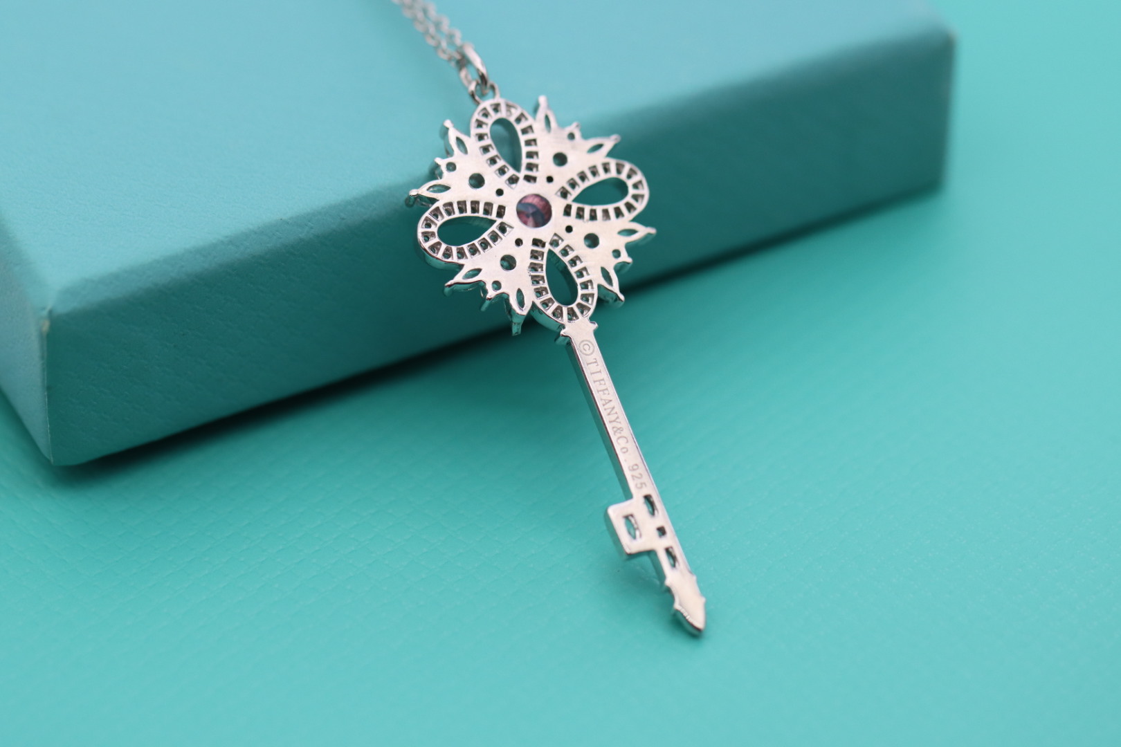 Tiffany & Co. Tiffany&Co.925纯银 粉钻圣诞钥匙项链