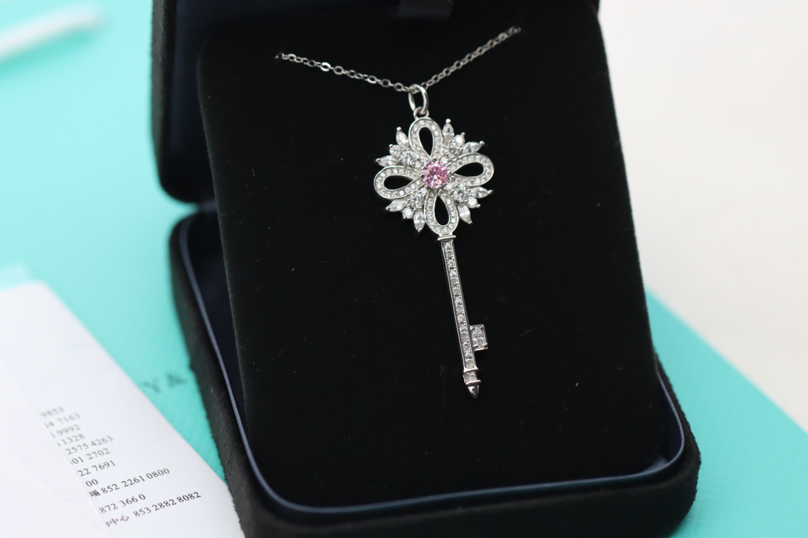 Tiffany & Co. Tiffany&Co.925纯银 粉钻圣诞钥匙项链