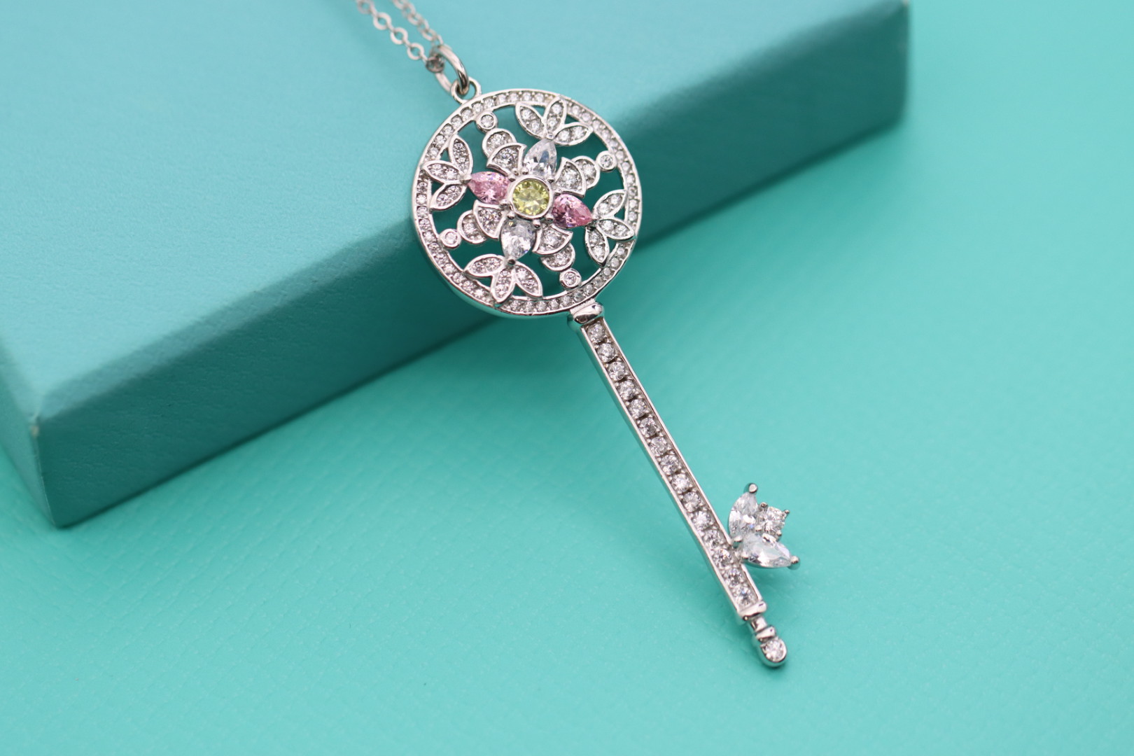 Tiffany & Co. Tiffany&Co.925纯银 彩钻繁花钥匙项链