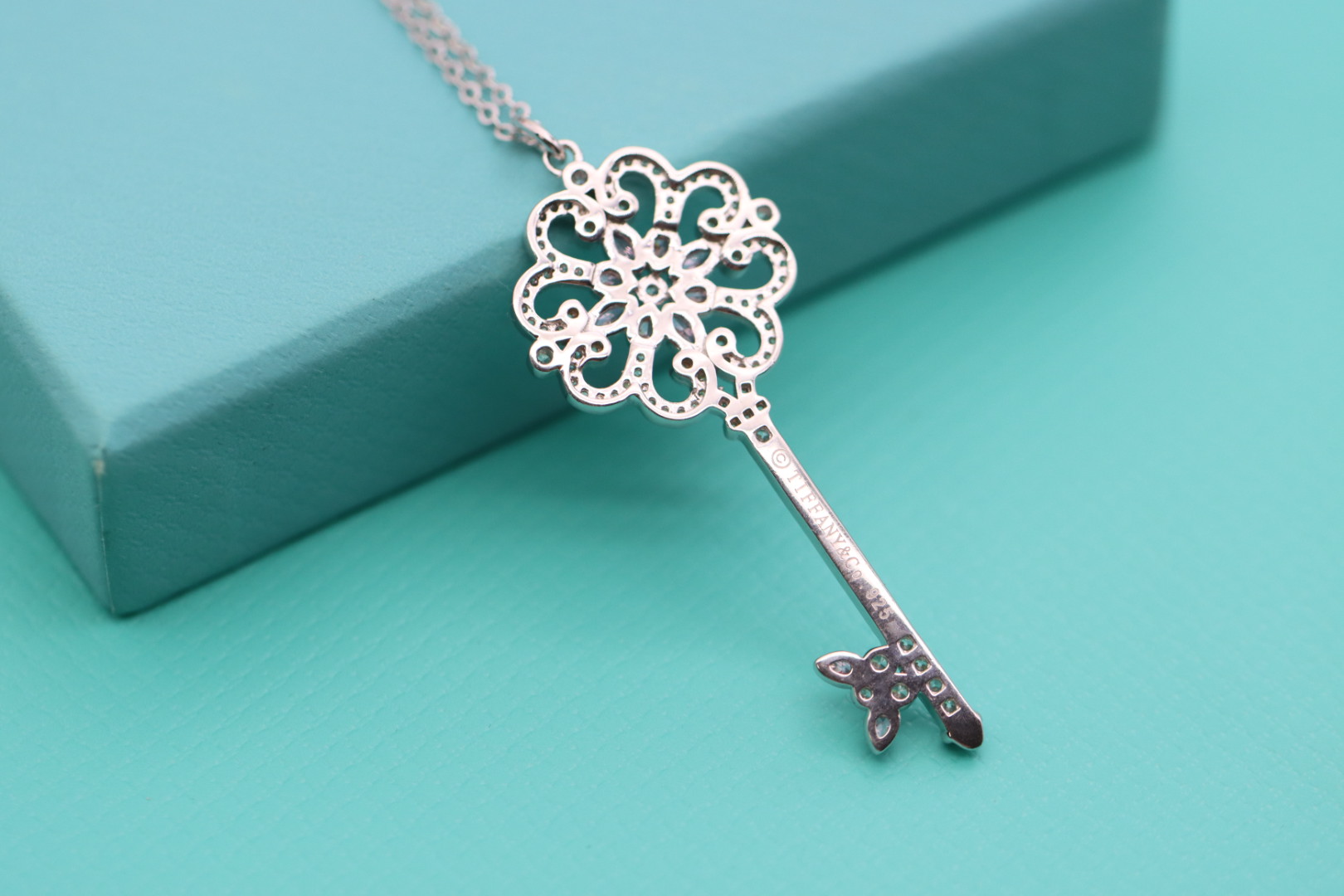 Tiffany & Co. Tiffany&Co.925纯银 粉钻爱心四叶草钥匙项链