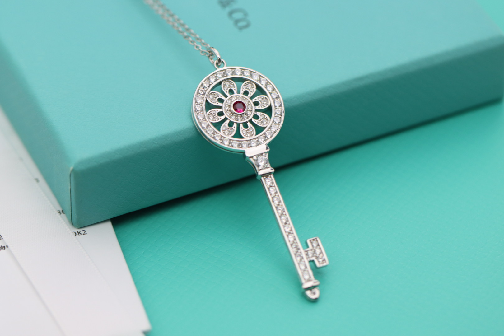 Tiffany & Co. Tiffany&Co.925纯银 红钻太阳花钥匙项链