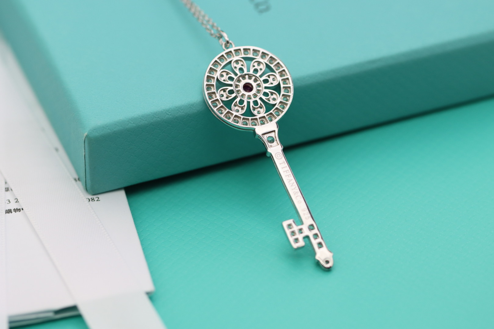 Tiffany & Co. Tiffany&Co.925纯银 红钻太阳花钥匙项链