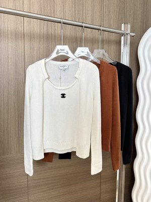 Chanel Clothing Cardigans Tank Tops&Camis Luxury Fake Black Brown White Wool Long Sleeve