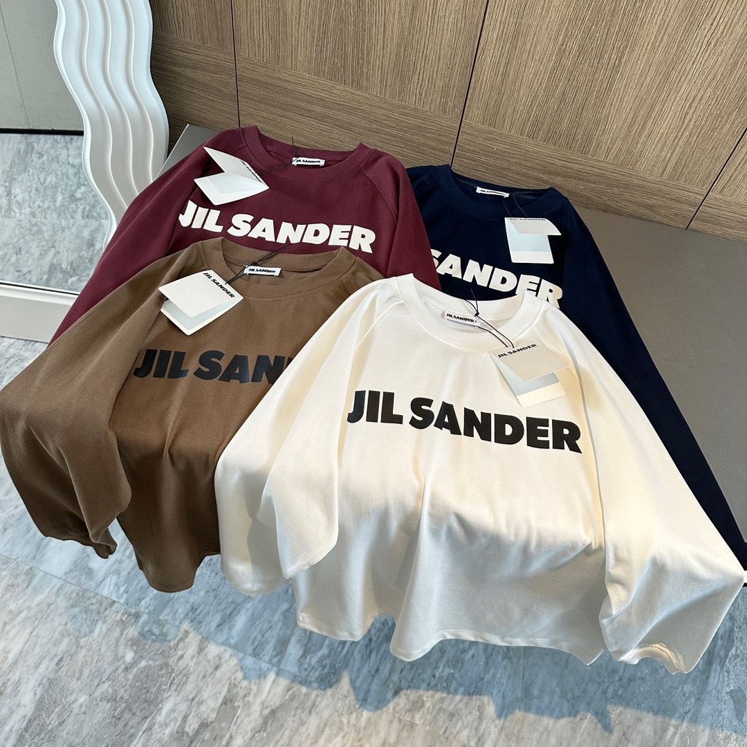 Jilsander印花logo圆领长袖简约有辨识度的百搭基础款！！️进口机标志性logo印花点缀日常随意