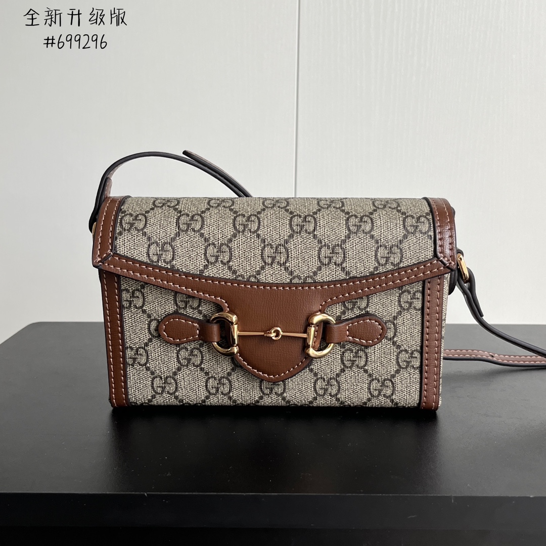 غوتشي Gucci Horsebit حقيبة حقيبة صغيرة الكراميل الربيع والصيف سلسلة 1955