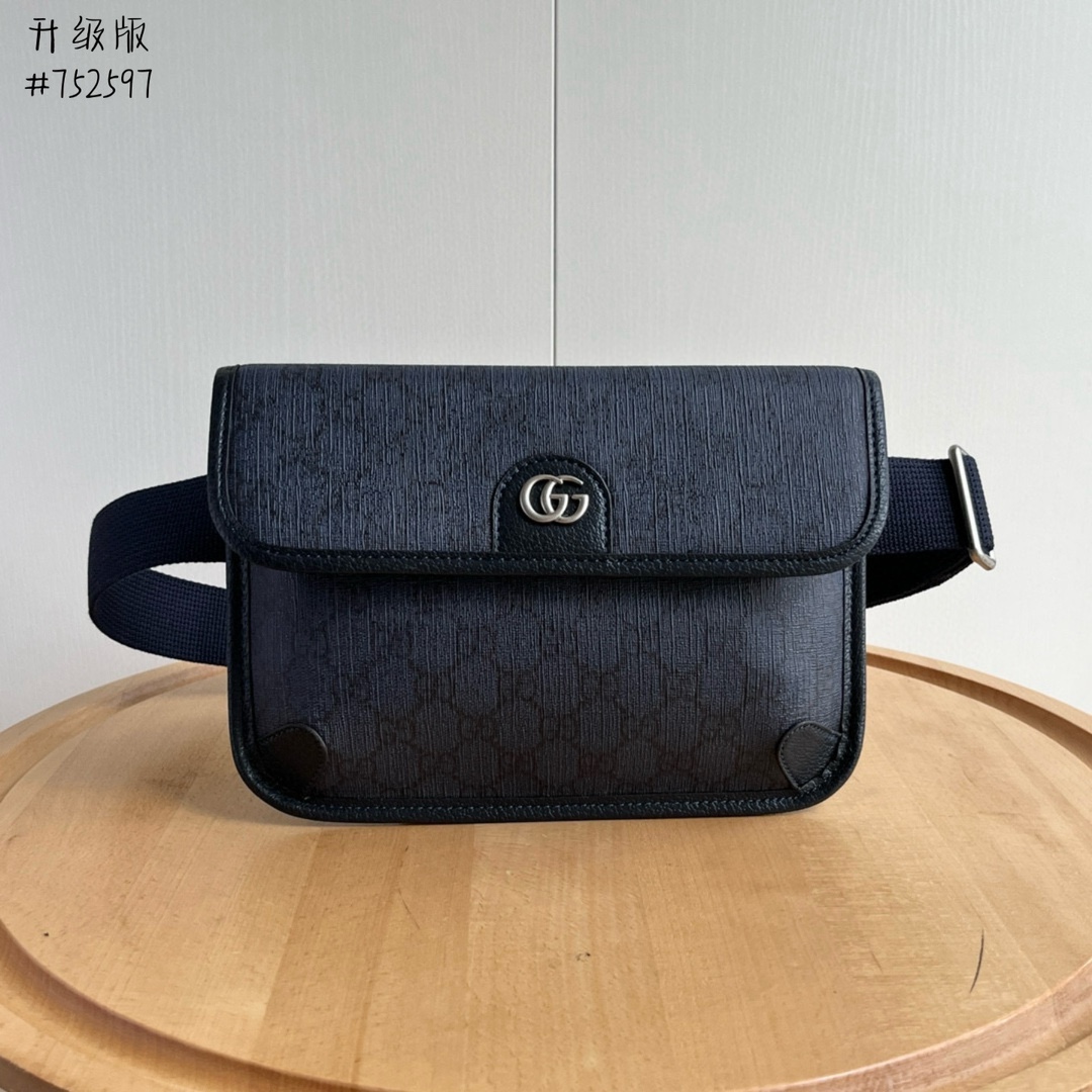 古奇gucci 752597 宝蓝斜挎包做胸包腰包