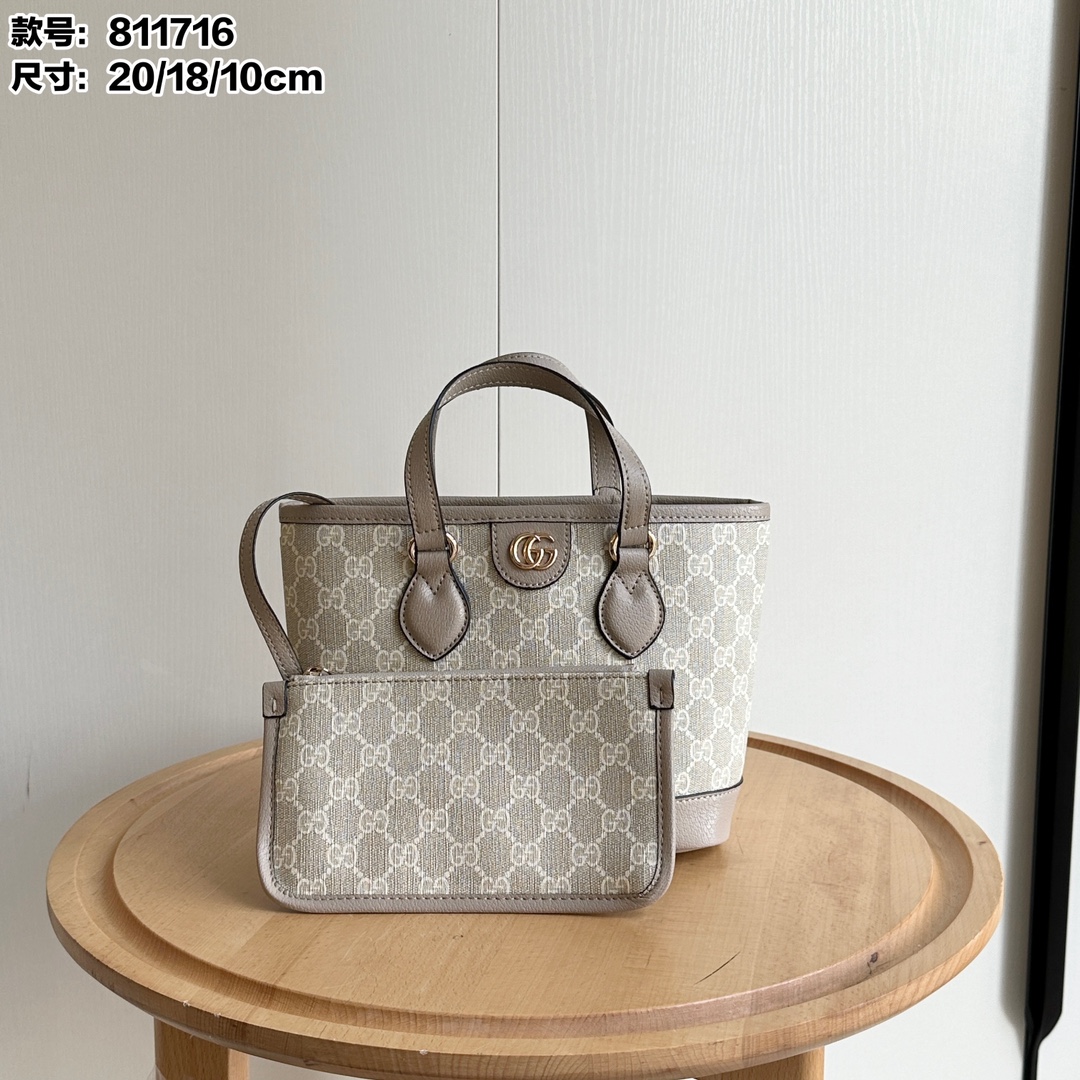 Toma real # Número de estilo: 811716 mini Tamaño: 22X18X10 Mini bolso tote GG de la serie Ophidia hábilmente combinado …