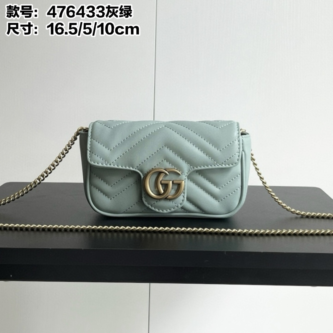 升级版实拍#（牛皮配盒）

款号：灰绿
尺寸：16.5-5-10cm

GG Nanomarmont 迷