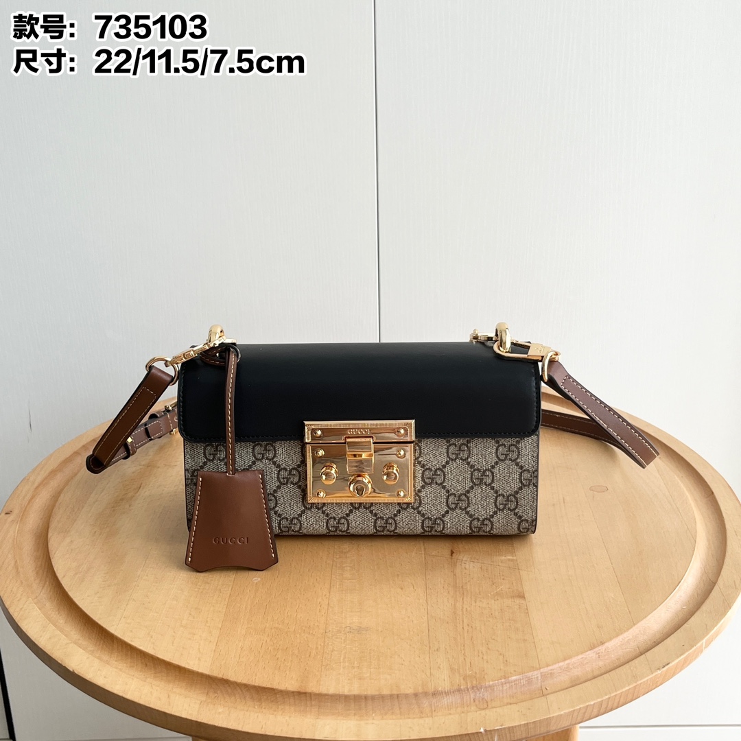 升级版实拍#

型号：
尺寸：22x11.5x7.5cm

🔥🔥Padlock  GG原版皮系列
与众不