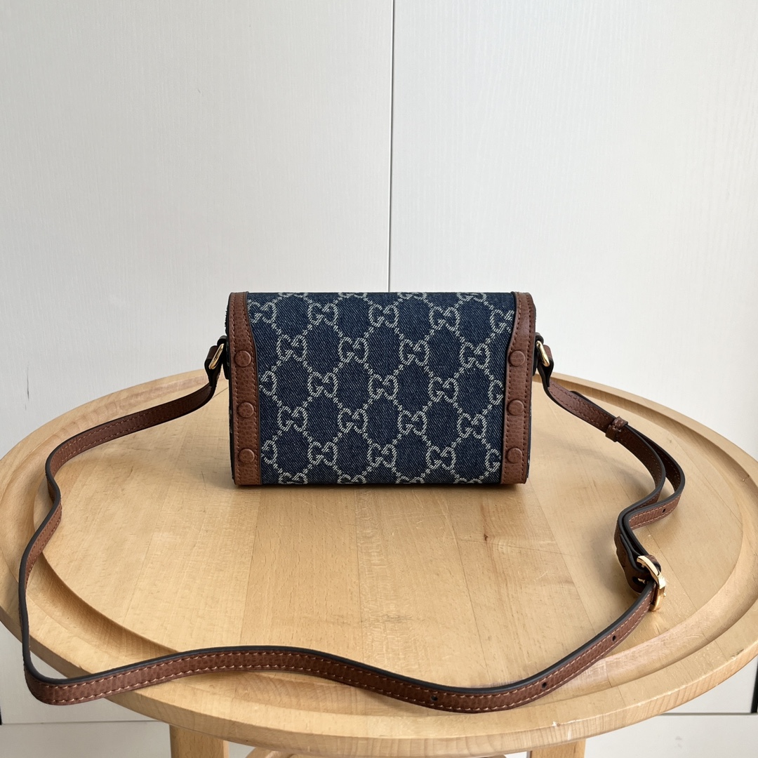 Gucci 699296 Denim Blue Brown 18 12 5cm crossbody everyday