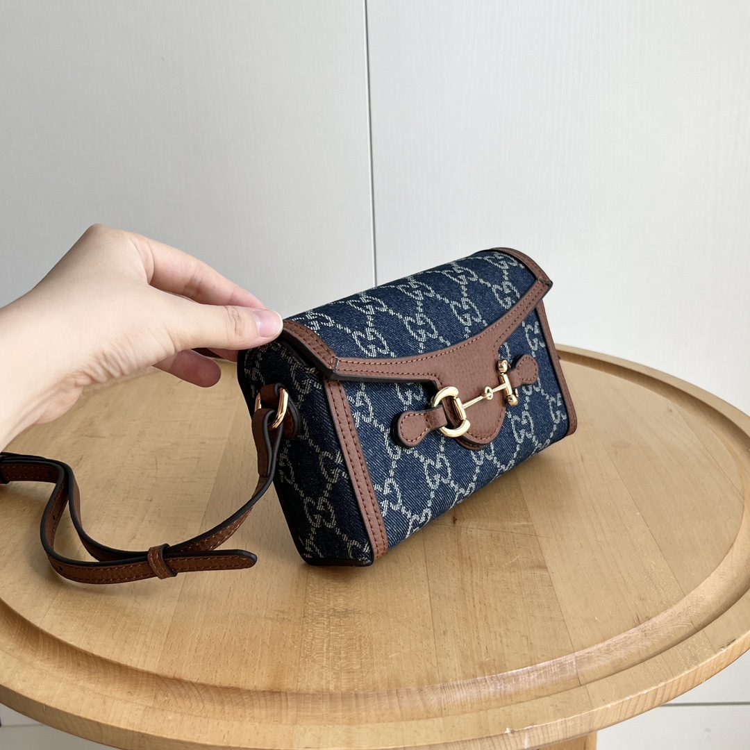 Gucci 699296 Denim Blue Brown 18 12 5cm crossbody everyday
