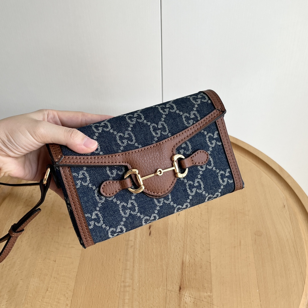 Gucci 699296 Denim Blue Brown 18 12 5cm crossbody everyday