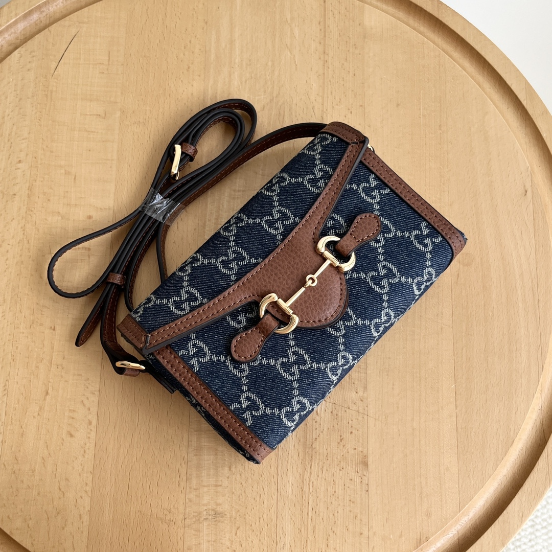 Gucci 699296 Denim Blue Brown 18 12 5cm crossbody everyday