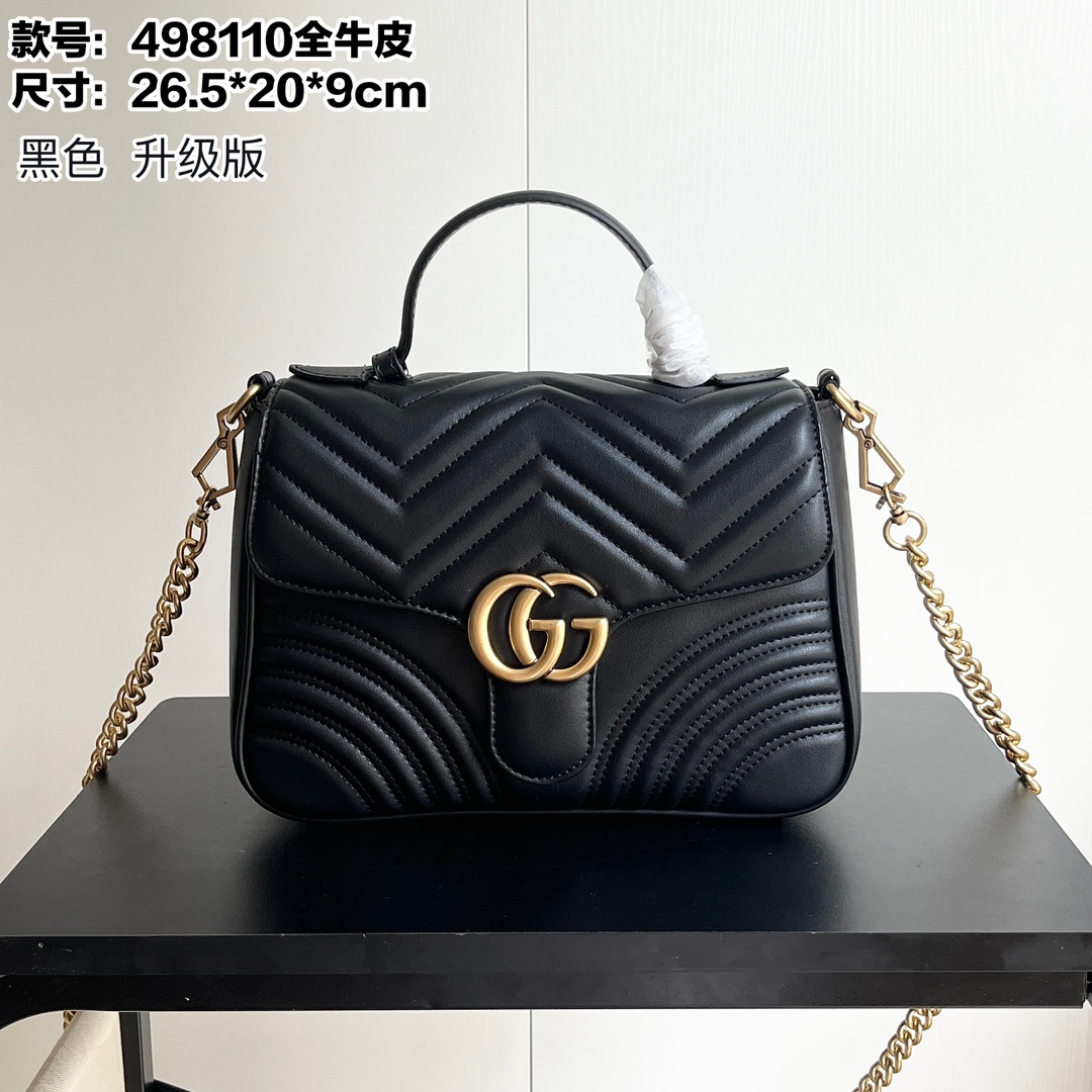 Versión mejorada de tiro real# Modelo: 498110 cuero de vaca completo Tamaño: 26.5x 20x 9cm GG🎨🎨El bolso de hombro Mar…