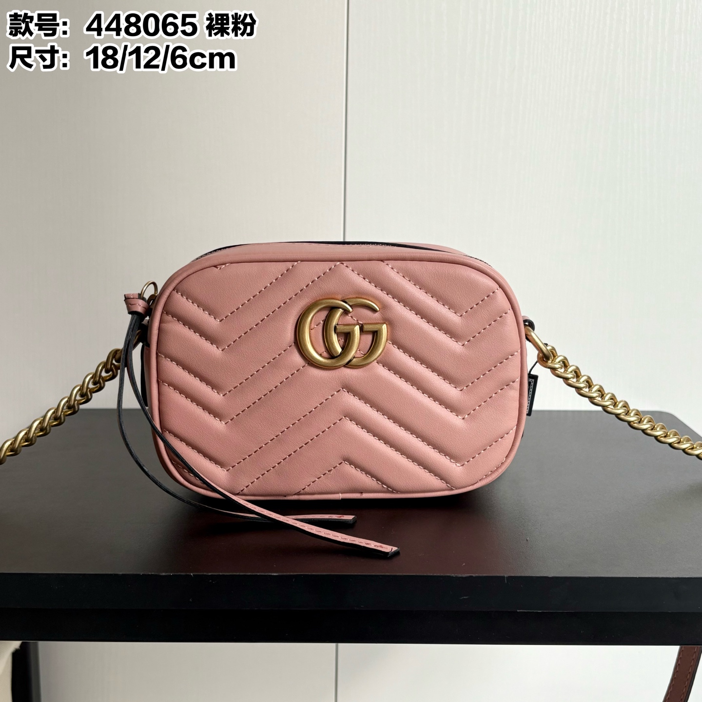 升级版实拍#

型号：裸粉
尺寸：18*12*6牛皮

GG marmont系列nano精致可爱
皮质五