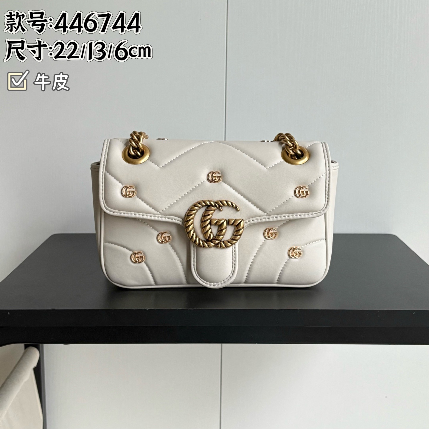 升级版实拍#款号:牛皮尺寸:22-6-13cmGG marmont 小号马蒙带小五金小号较小可爱 空间容