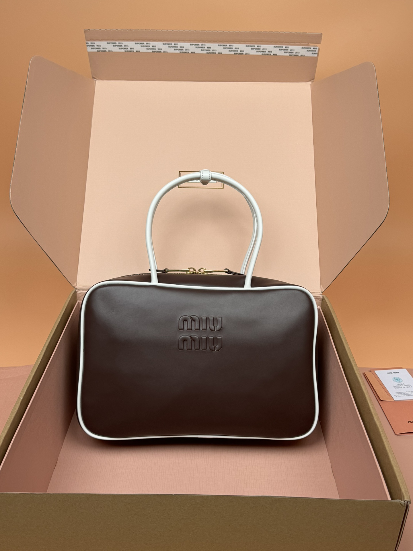Miu Miu Beau leather color matching handbag/shoulder bag~
