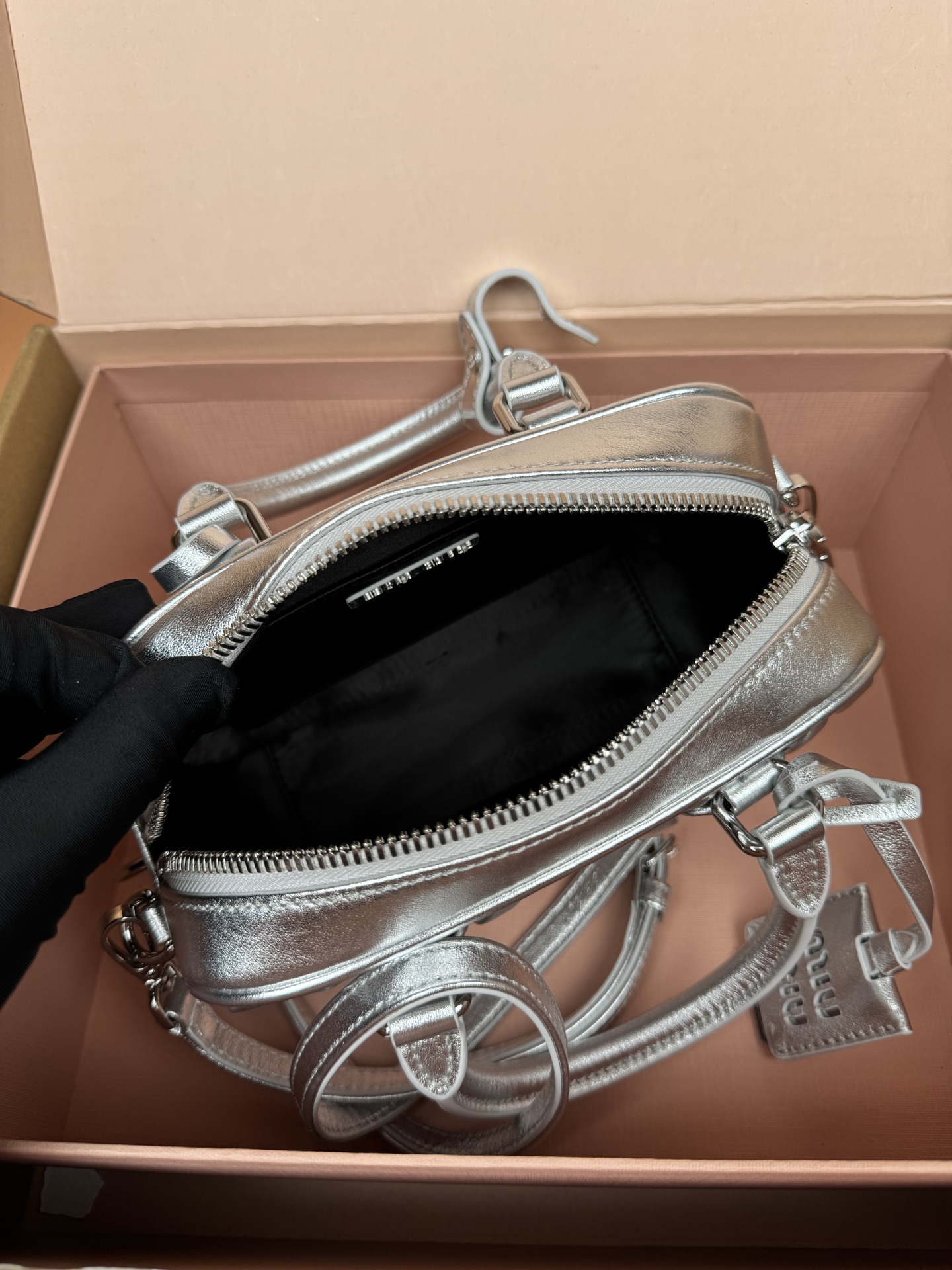 Miu Miu Arcadie Matelasse Silver Leather Small Bowling Bag Crossbody MM0970 9 i1749185924353 9502 0 7