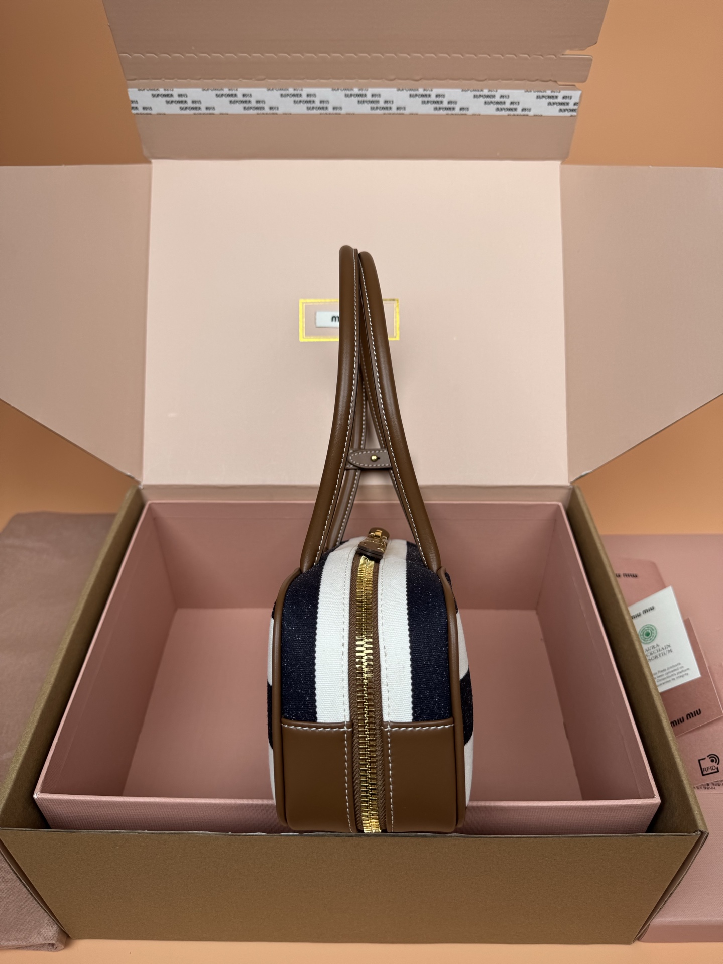 Miu Miu Beau Canvas and Leather Handbag, Top Handle, Shoulder Bag, Striped 3 i1749188185699 7986 0 1