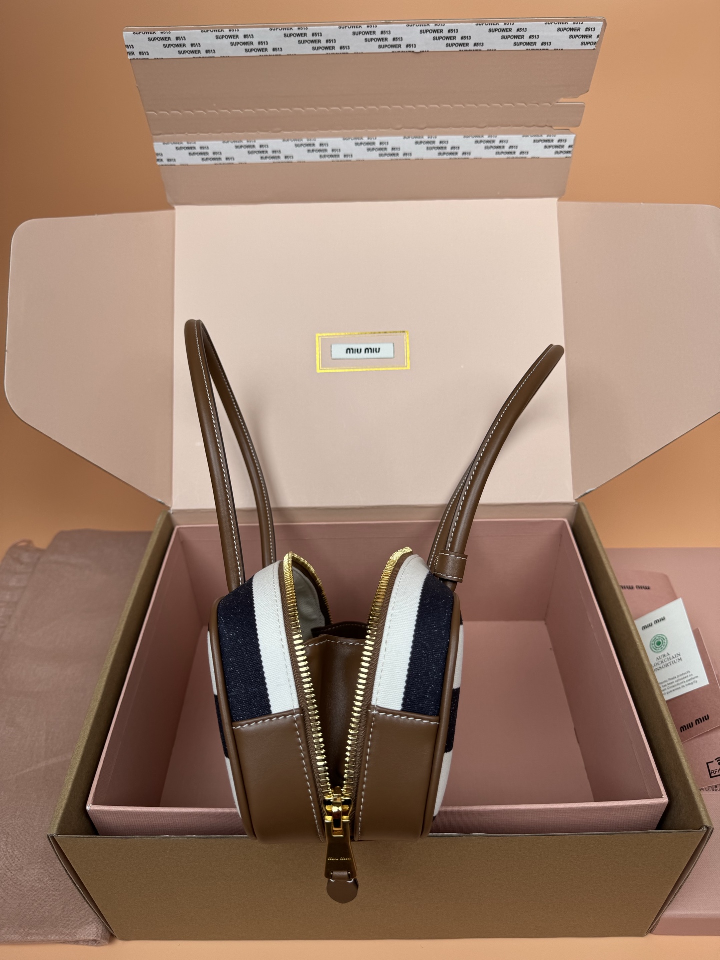 Miu Miu Beau Canvas and Leather Handbag, Top Handle, Shoulder Bag, Striped 10 i1749188187381 373 0 8