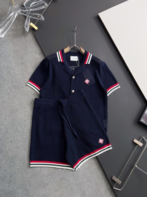 Casablanca 2025Ss Knitted Set, Sporty Nylon Mesh, Striped Pattern, Relaxed Fit
