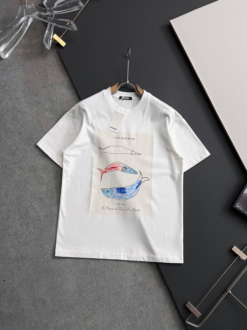 Jacquemus 2025Ss Fish Print Cotton T-Shirt, Unisex Short Sleeve Tee 1 Jacquemus 2025Ss Fish Print Cotton T-Shirt, Unisex Short Sleeve Tee