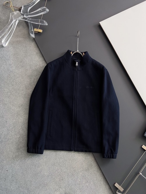 Men's Wool Blend Zip-Up Jacket with Embroidered Logo, Classic Solid Color 1 Men's Wool Blend Zip-Up Jacket with Embroidered Logo, Classic Solid Color