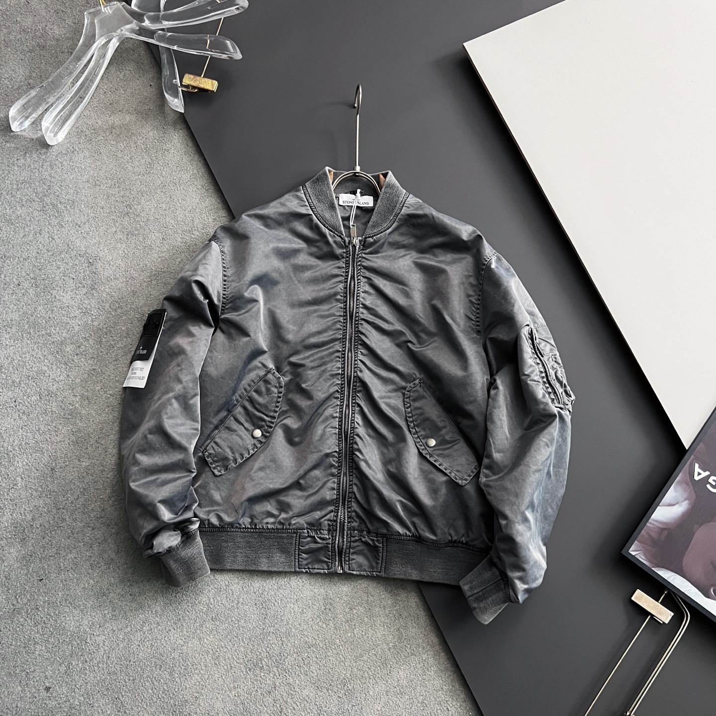 ）Stone*Island绝美复古枪色、25ss水洗美式复古飞行夹克短版棒球领夹克 🔥🔥特色Logo热转