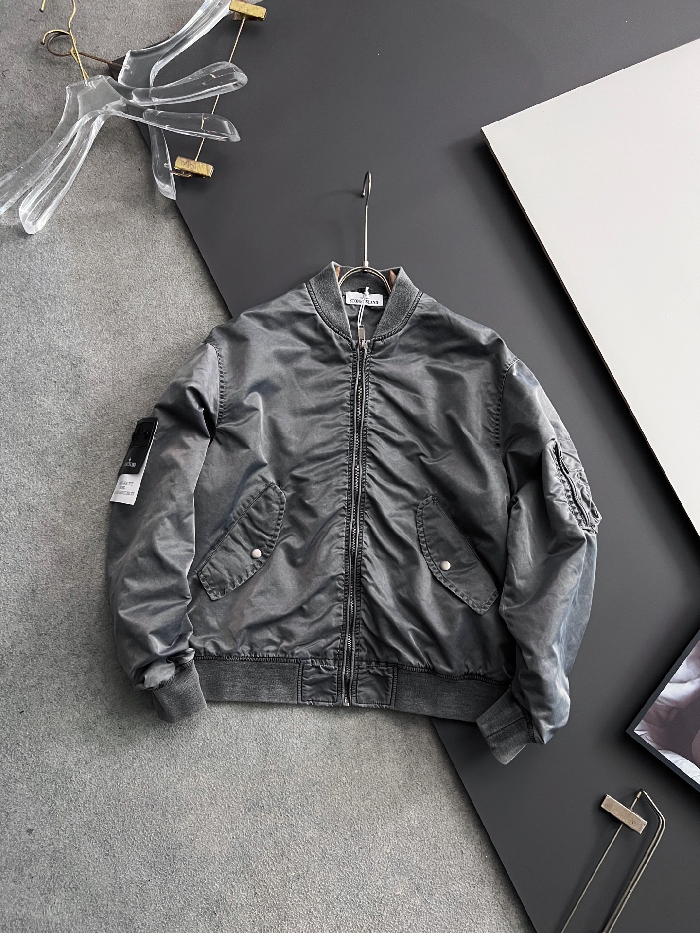 ）Stone*Island绝美复古枪色、25ss水洗美式复古飞行夹克短版棒球领夹克 🔥🔥特色Logo热转