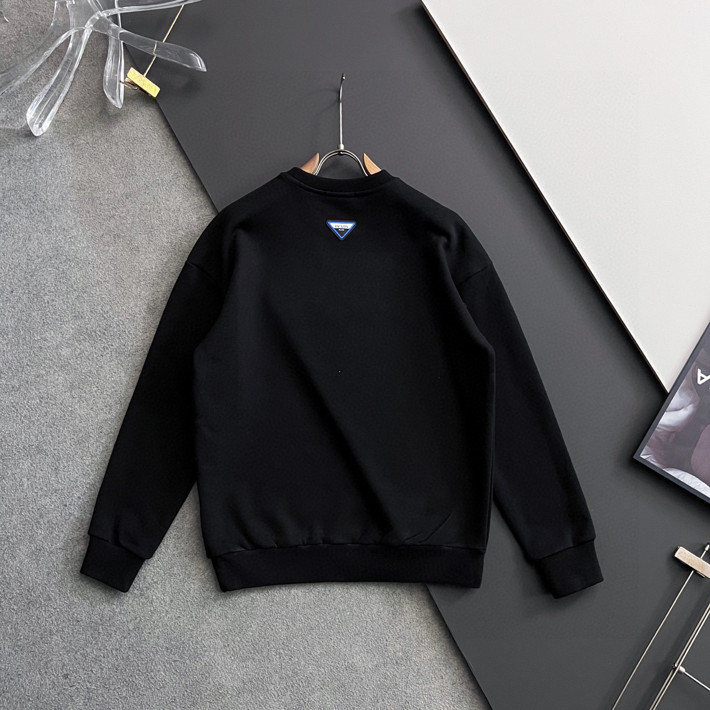 Prada Men's Black Cotton Sweatshirt with Green Logo - Luxurious Comfort 8 i1758037289192 124 0 6