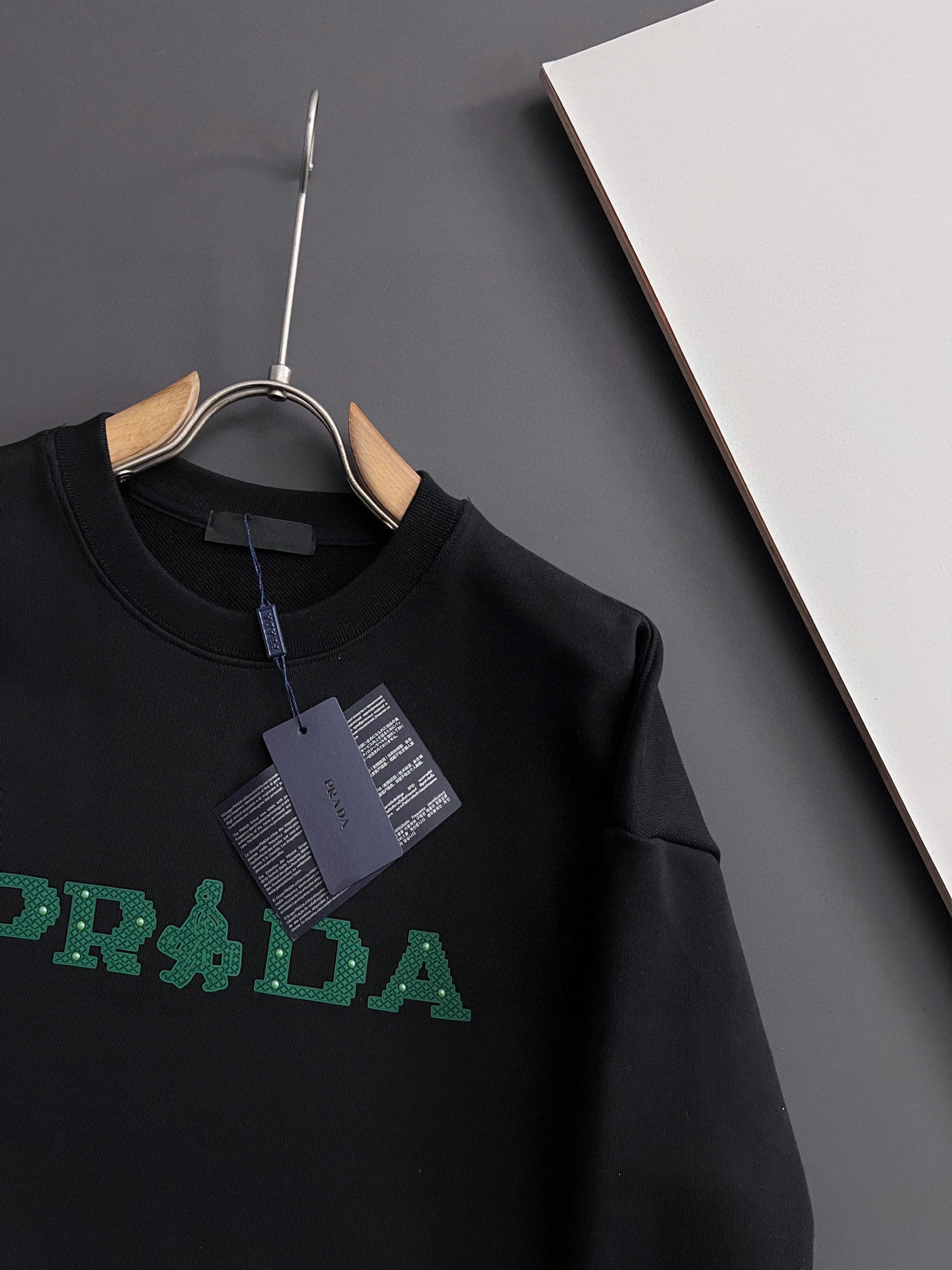 Prada Men's Black Cotton Sweatshirt with Green Logo - Luxurious Comfort 4 i1758037289535 7928 0 2